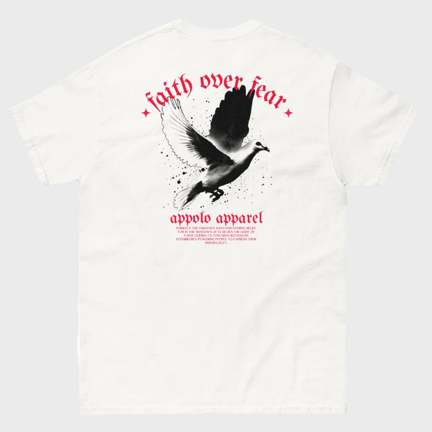 APPOLO "FAITH OVER FEAR" WHITE FITTED TEE